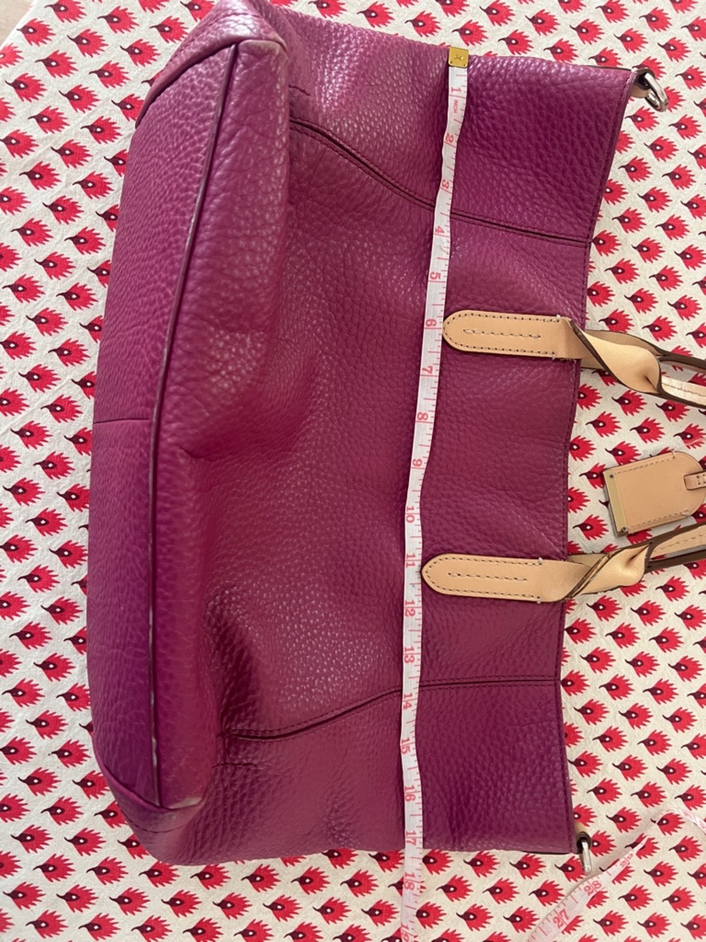 Cole Haan Pebbled Leather Shoulder Bag in Berry - Picture 10 of 11